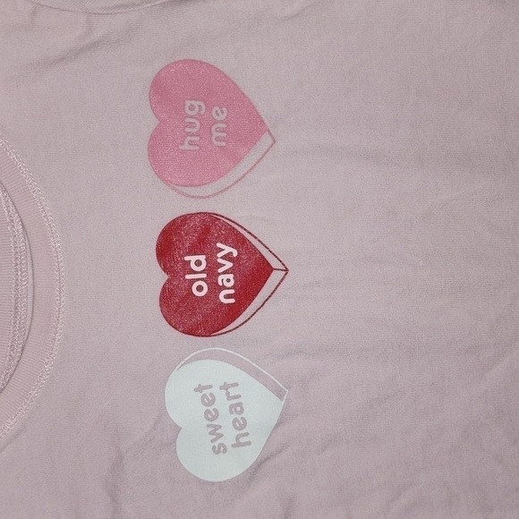 𝅺OLD NAVY Pink Short Sleeve Tee with Candy Hearts - Picture 2 of 4